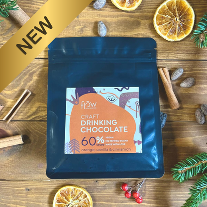 Drinking chocolate with orange, vanilla, and cinnamon (60% cacao)